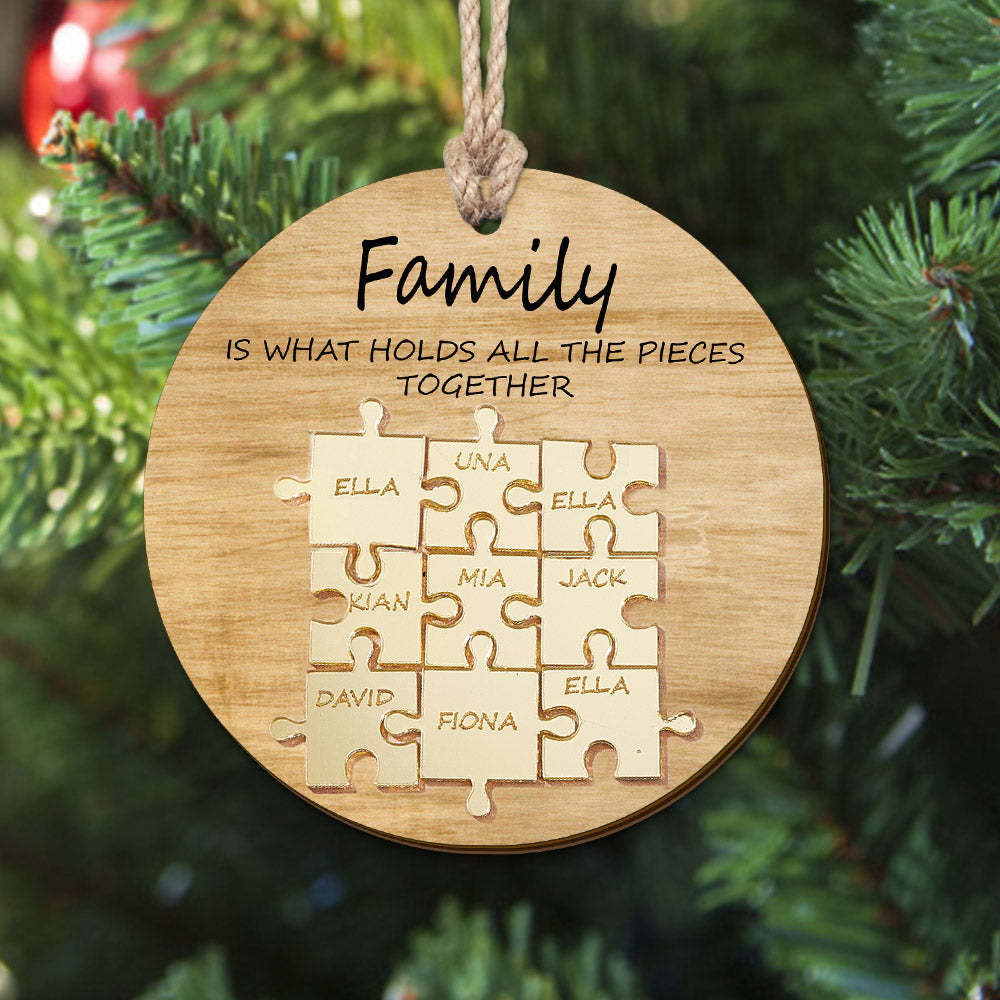 Custom Family Name Puzzle Christmas Ornament Personalized Wooden Ornament Christmas Gifts - mymoonlampau