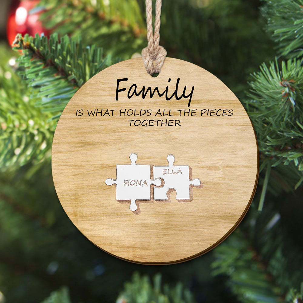 Custom Family Name Puzzle Christmas Ornament Personalized Wooden Ornament Christmas Gifts - mymoonlampau