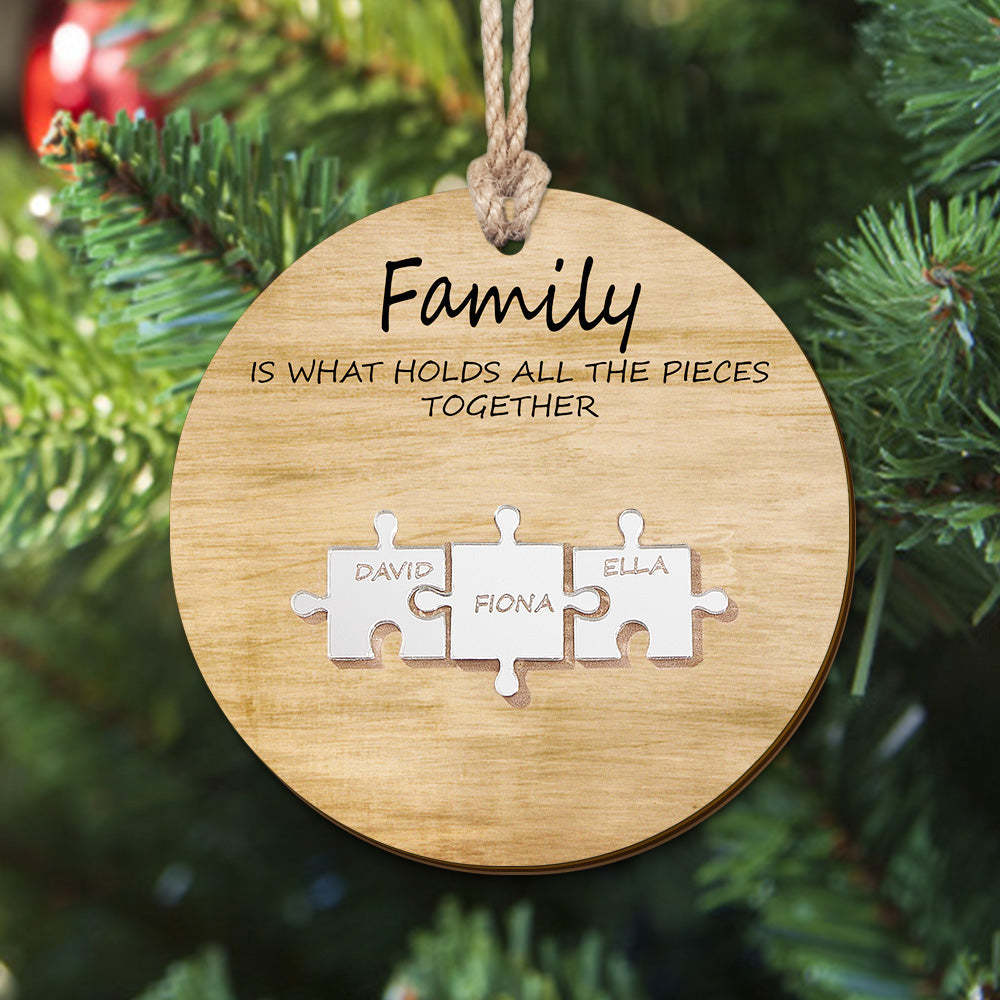 Custom Family Name Puzzle Christmas Ornament Personalized Wooden Ornament Christmas Gifts - mymoonlampau