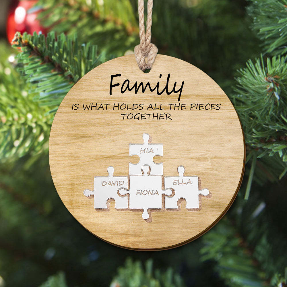 Custom Family Name Puzzle Christmas Ornament Personalized Wooden Ornament Christmas Gifts - mymoonlampau