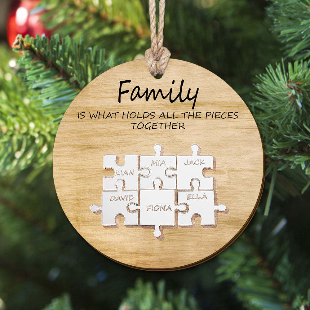 Custom Family Name Puzzle Christmas Ornament Personalized Wooden Ornament Christmas Gifts - mymoonlampau