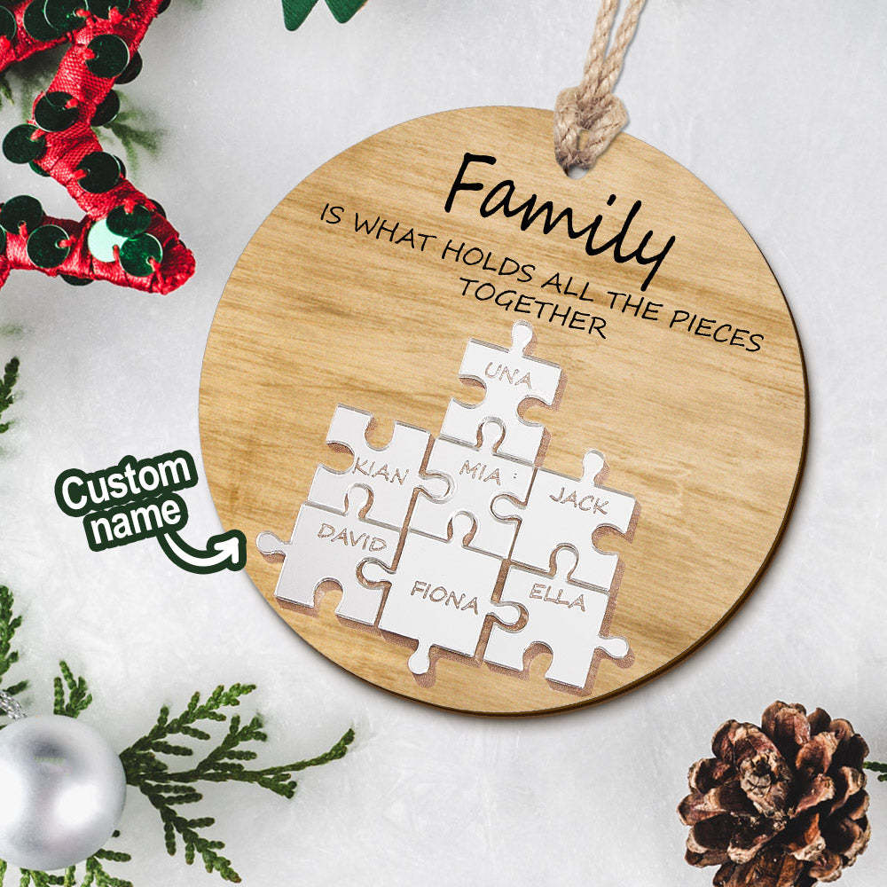 Custom Family Name Puzzle Christmas Ornament Personalized Wooden Ornament Christmas Gifts - mymoonlampau