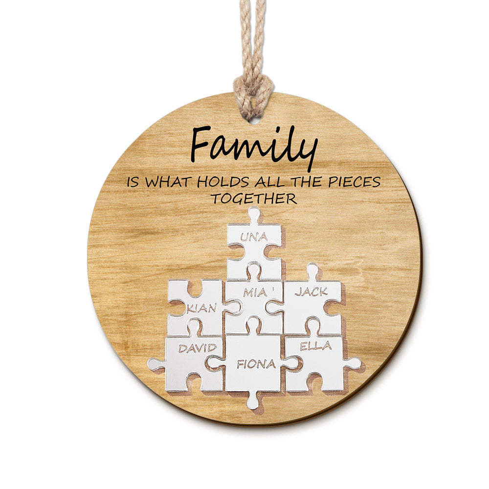Custom Family Name Puzzle Christmas Ornament Personalized Wooden Ornament Christmas Gifts - mymoonlampau
