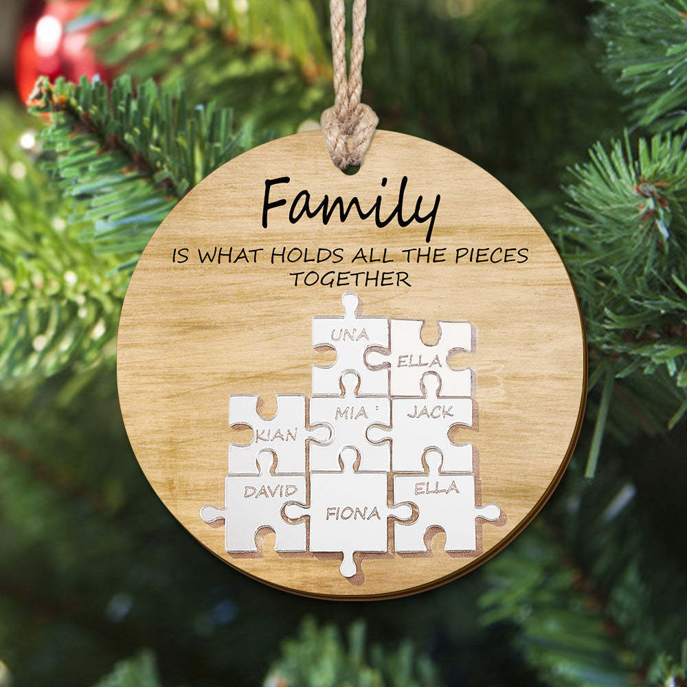 Custom Family Name Puzzle Christmas Ornament Personalized Wooden Ornament Christmas Gifts - mymoonlampau