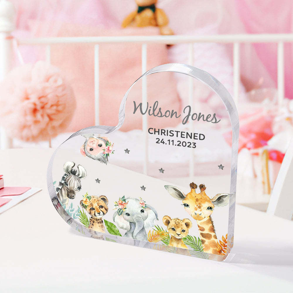 Personalized Name Christening Date Gift Custom Animals Ornaments Gift for New Baby - mymoonlampau