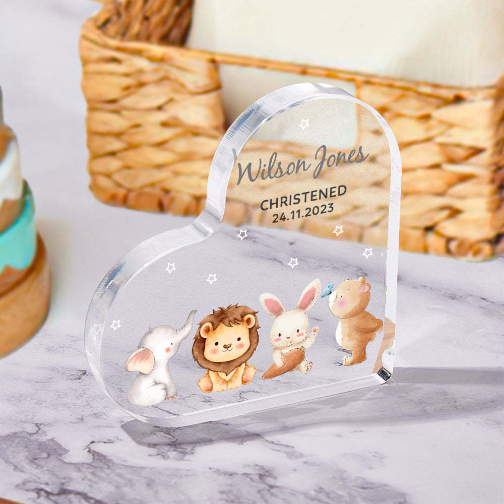 Personalized Name Christening Date Gift Custom Animals Ornaments Gift for New Baby - mymoonlampau
