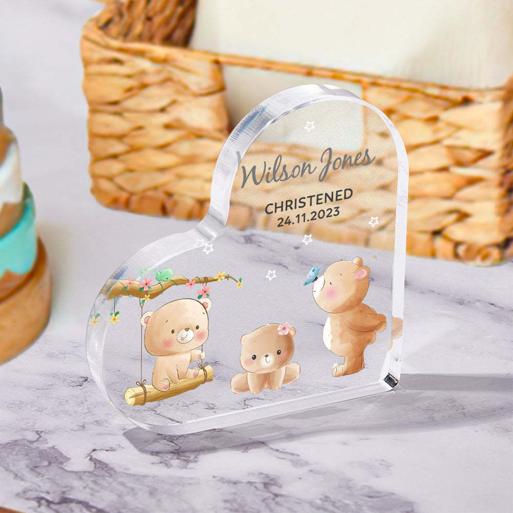 Personalized Name Christening Date Gift Custom Animals Ornaments Gift for New Baby - mymoonlampau