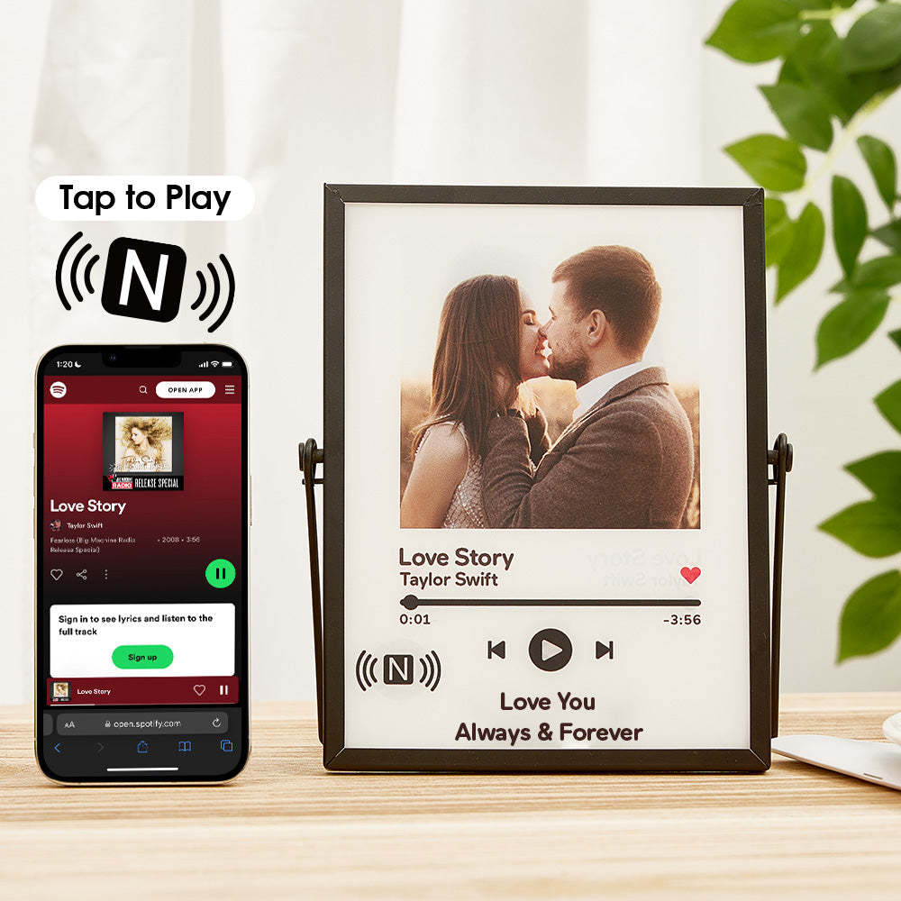 Custom Spotify Music Plaque Tap to Play NFC Tag Plaque Unique Gift for Lover - mymoonlampau