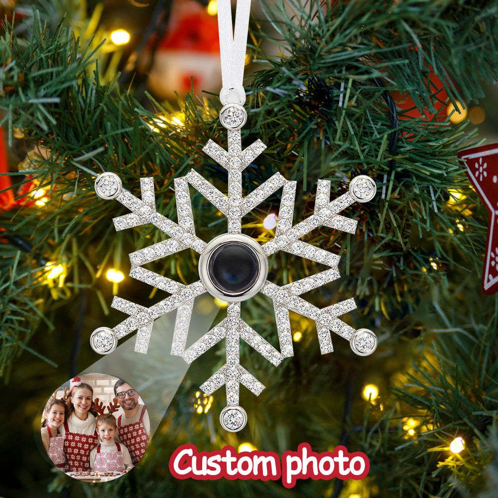 Personalised Projection Ornament Custom Photo Snowflake Christmas Ornament Gifts - mymoonlampau