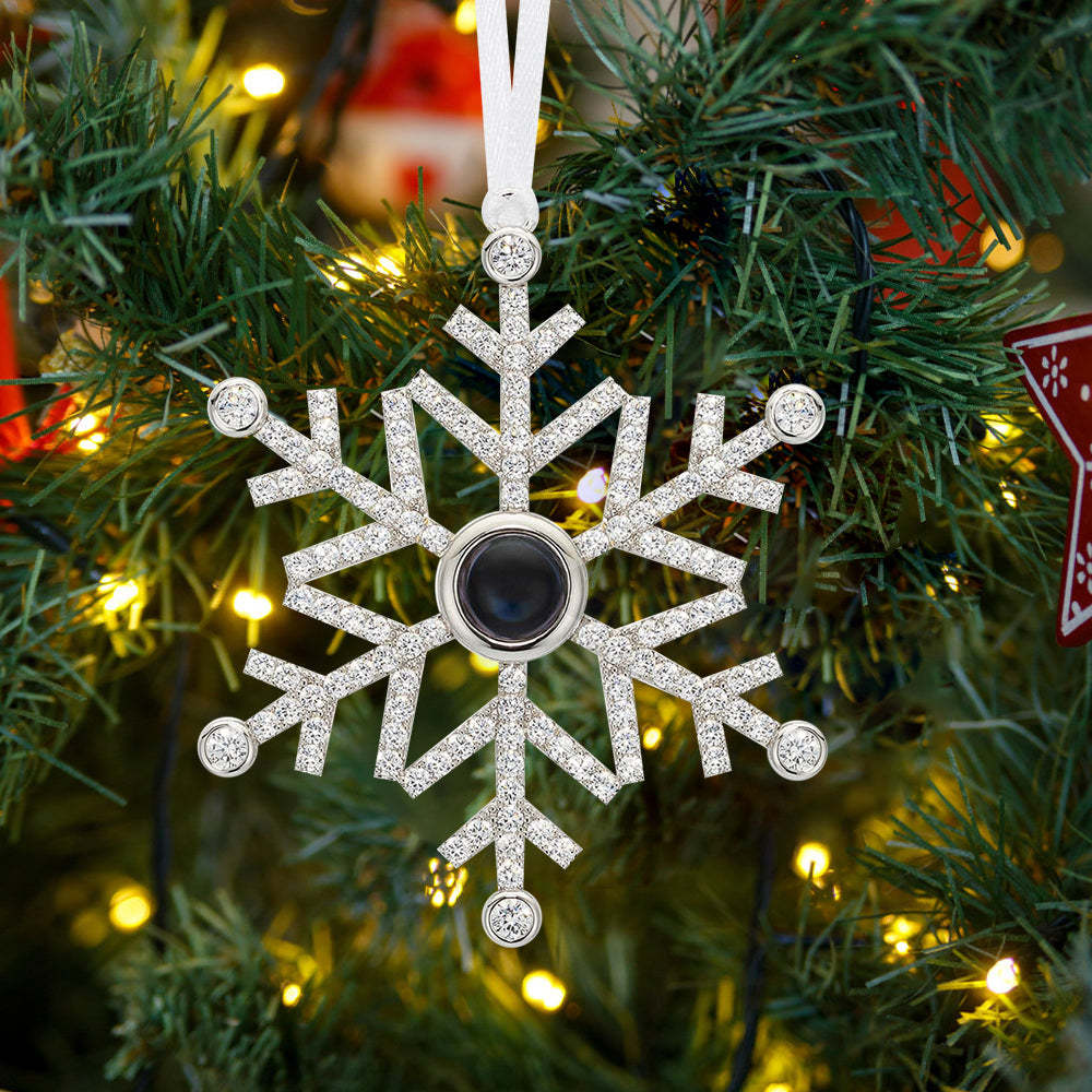 Personalised Projection Ornament Custom Photo Snowflake Christmas Ornament Gifts - mymoonlampau