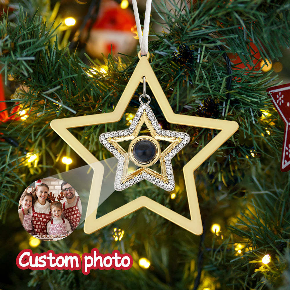 Personalised Projection Ornament Custom Photo Star Ornament for Christmas Gifts - mymoonlampau