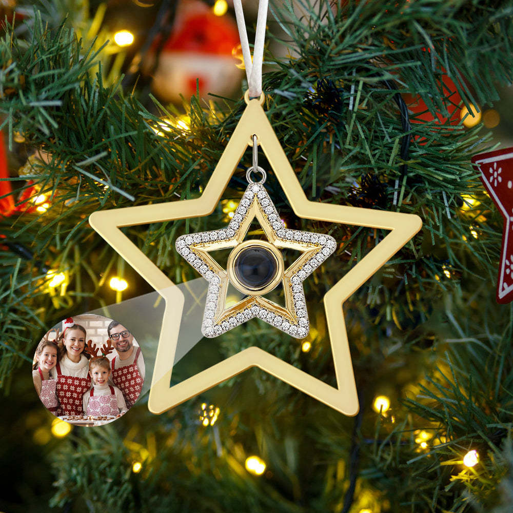 Personalised Projection Ornament Custom Photo Star Ornament for Christmas Gifts - mymoonlampau