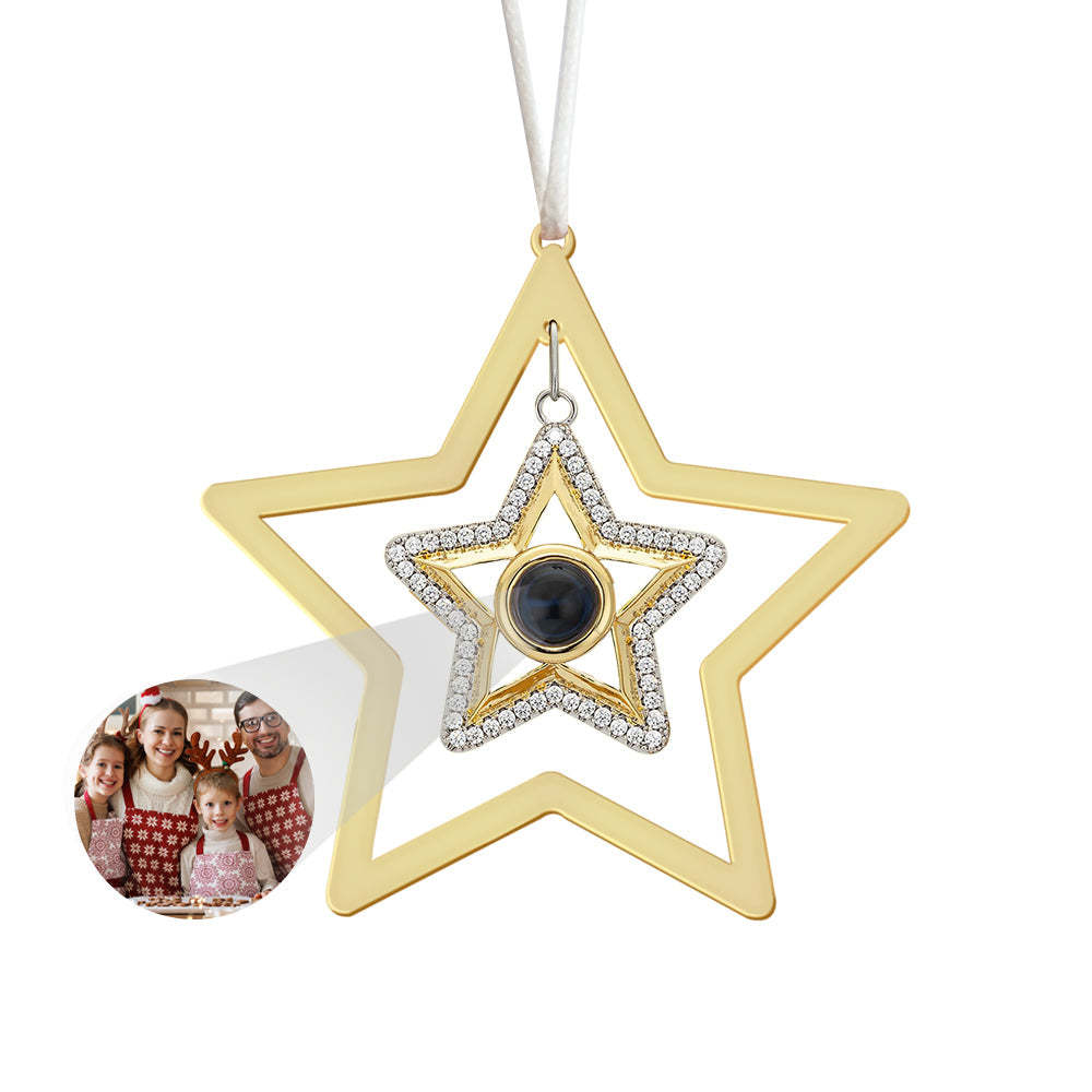 Personalised Projection Ornament Custom Photo Star Ornament for Christmas Gifts - mymoonlampau