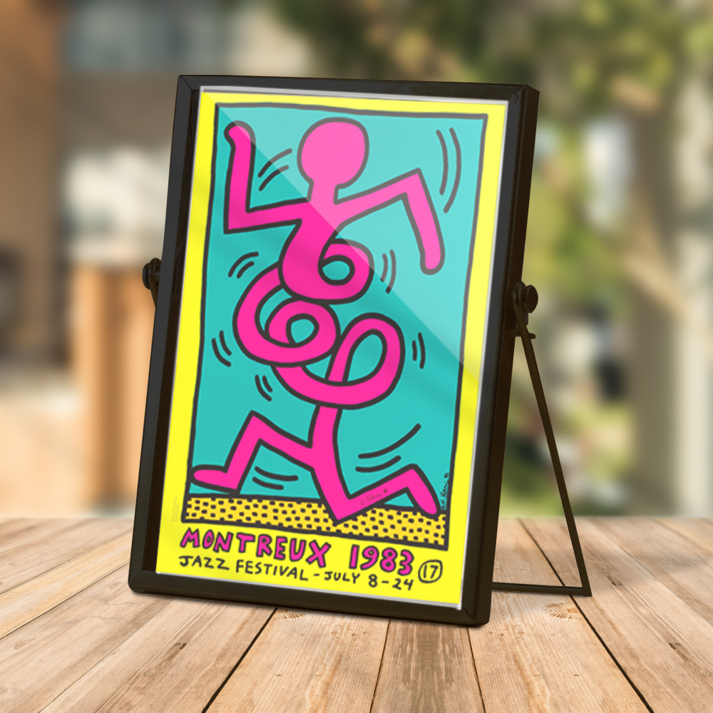 1983 Montreux Jazz Festival 3 Keith Haring Art Birthday Decor Pop Art Decor Keith Haring Contemporary Ornament With Frame