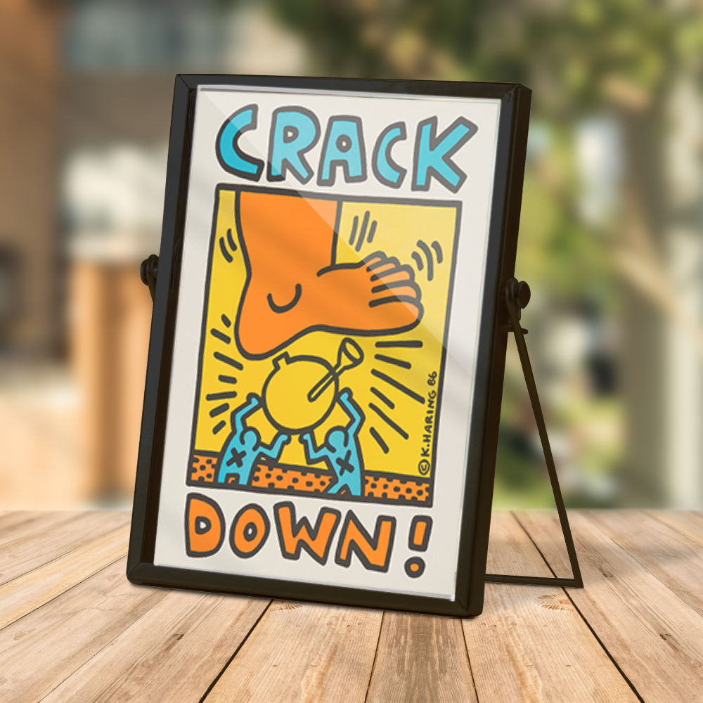 1986 Crack Down Keith Haring Art Birthday Decor Pop Art Decor Keith Haring Contemporary Ornament With Frame