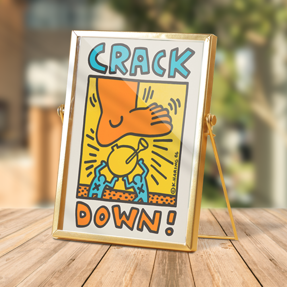 1986 Crack Down Keith Haring Art Birthday Decor Pop Art Decor Keith Haring Contemporary Ornament With Frame