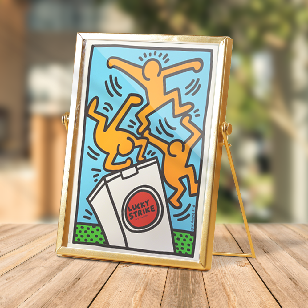 1987 Lucky Strike III Keith Haring Art Birthday Decor Pop Art Decor Keith Haring Contemporary Ornament With Frame