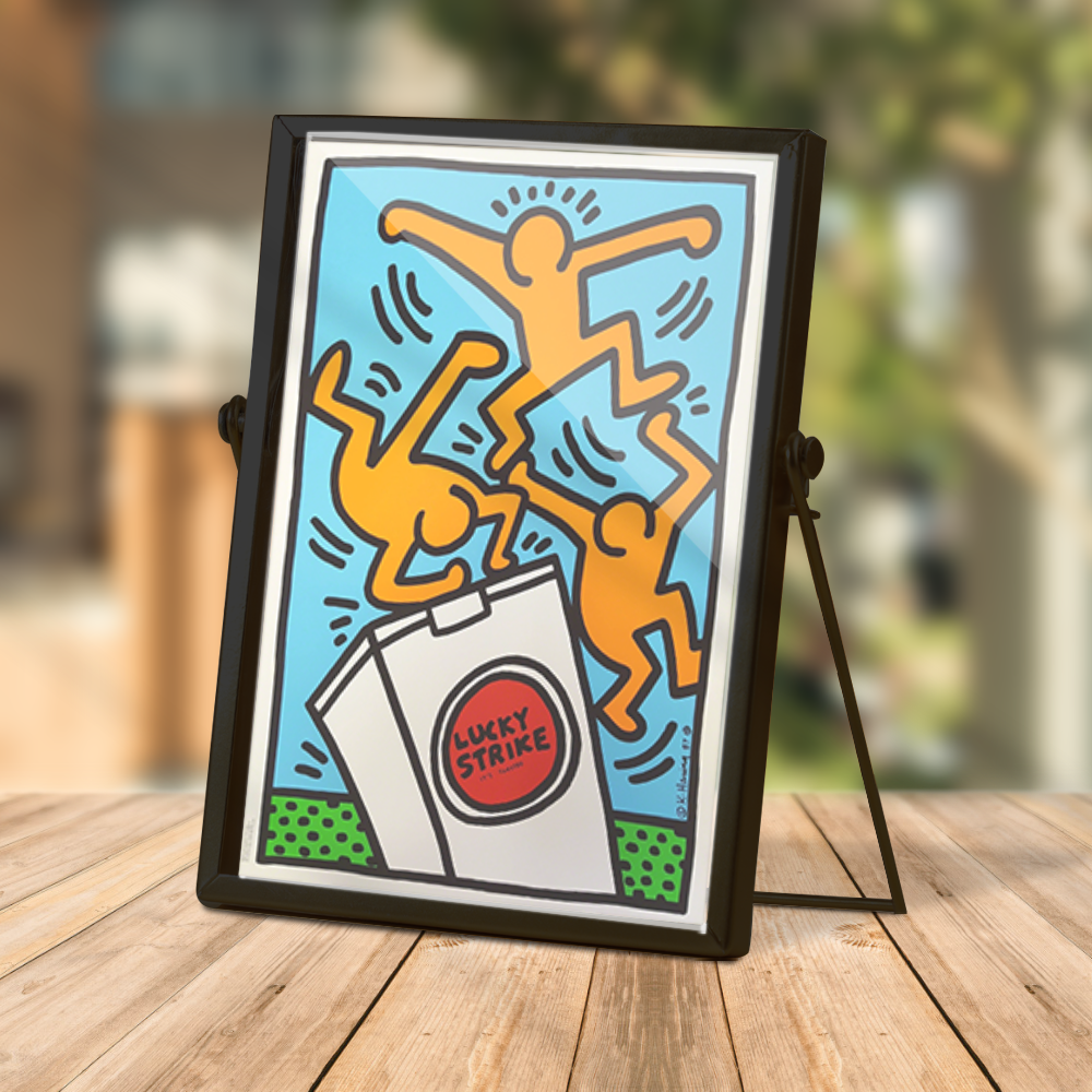 1987 Lucky Strike III Keith Haring Art Birthday Decor Pop Art Decor Keith Haring Contemporary Ornament With Frame