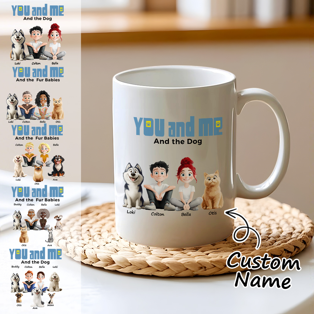 You And Me For Dog Parents Personalized Mug Custom Photo & Name Coffee Cup for Dog & Cat Lovers Unique Gift for Pet Owners