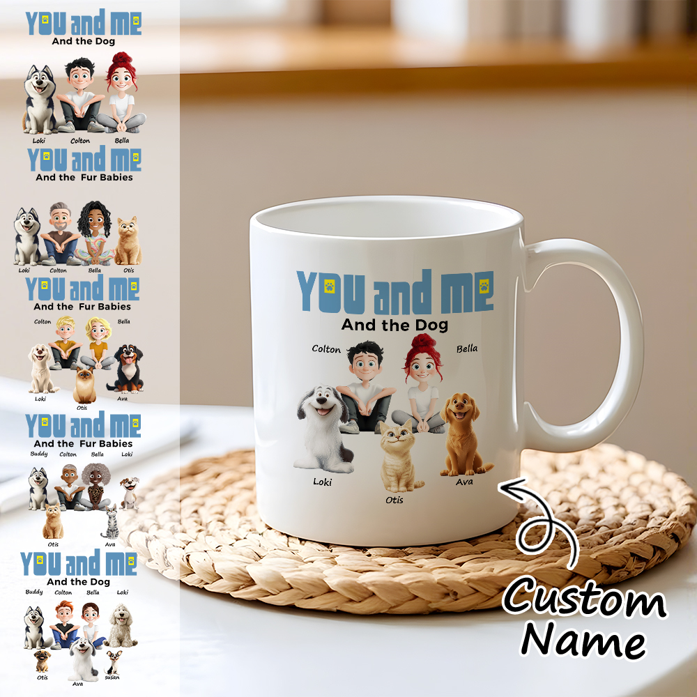 You And Me For Dog Parents Personalized Mug Custom Photo & Name Coffee Cup for Dog & Cat Lovers Unique Gift for Pet Owners