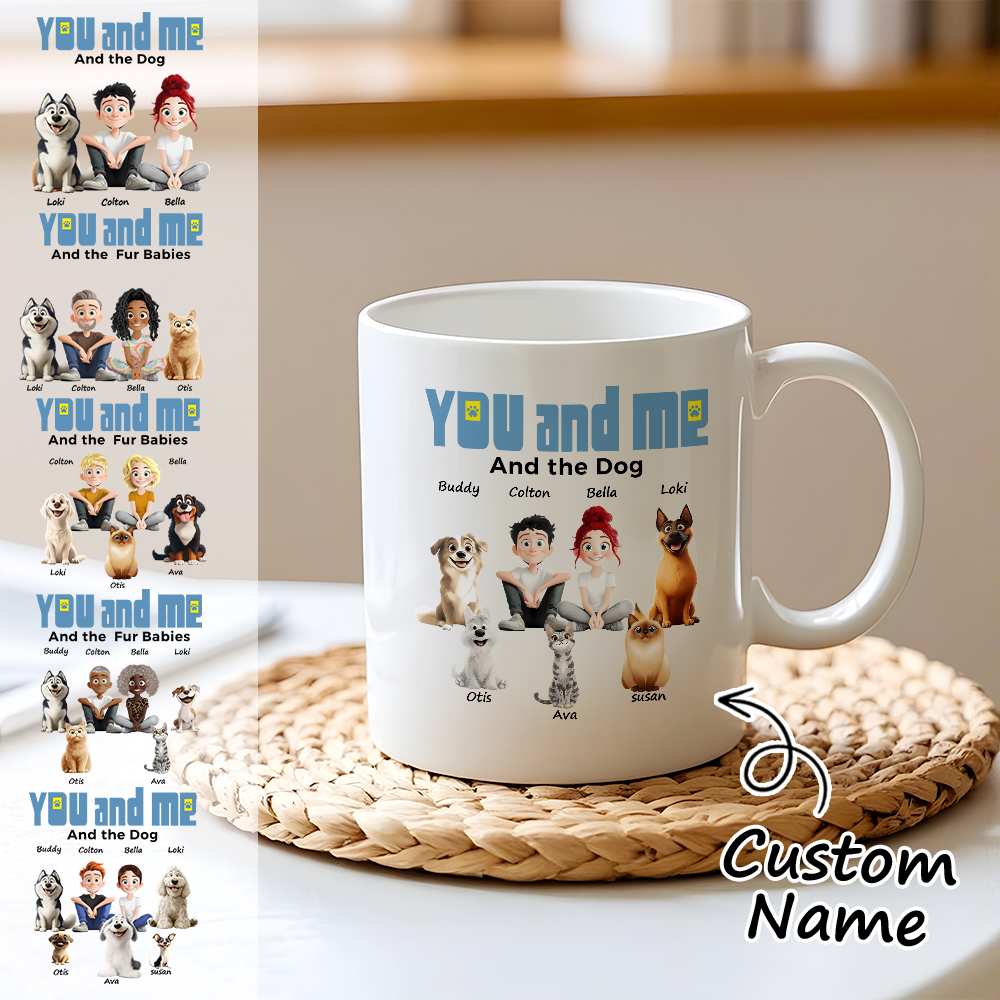You And Me For Dog Parents Personalized Mug Custom Photo & Name Coffee Cup for Dog & Cat Lovers Unique Gift for Pet Owners