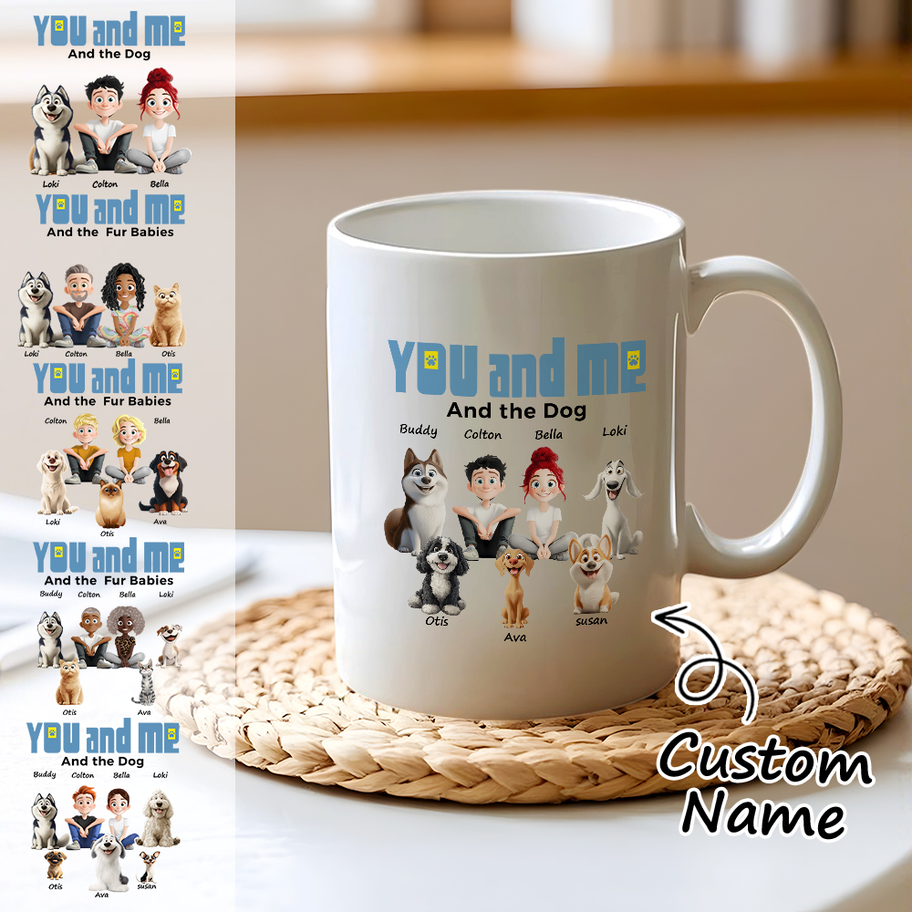 You And Me For Dog Parents Personalized Mug Custom Photo & Name Coffee Cup for Dog & Cat Lovers Unique Gift for Pet Owners