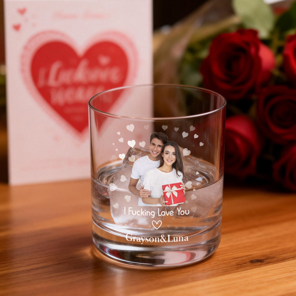 Custom Fucking Love You Whiskey Glass Valentines Gifts For Husband Valentine's Day Gifts For Him - MyMoonLampAu