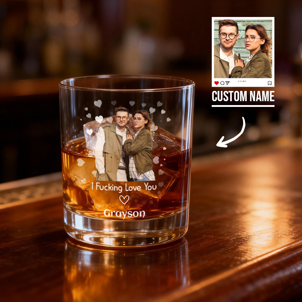 Custom Fucking Love You Whiskey Glass Valentines Gifts For Husband Valentine's Day Gifts For Him - MyMoonLampAu