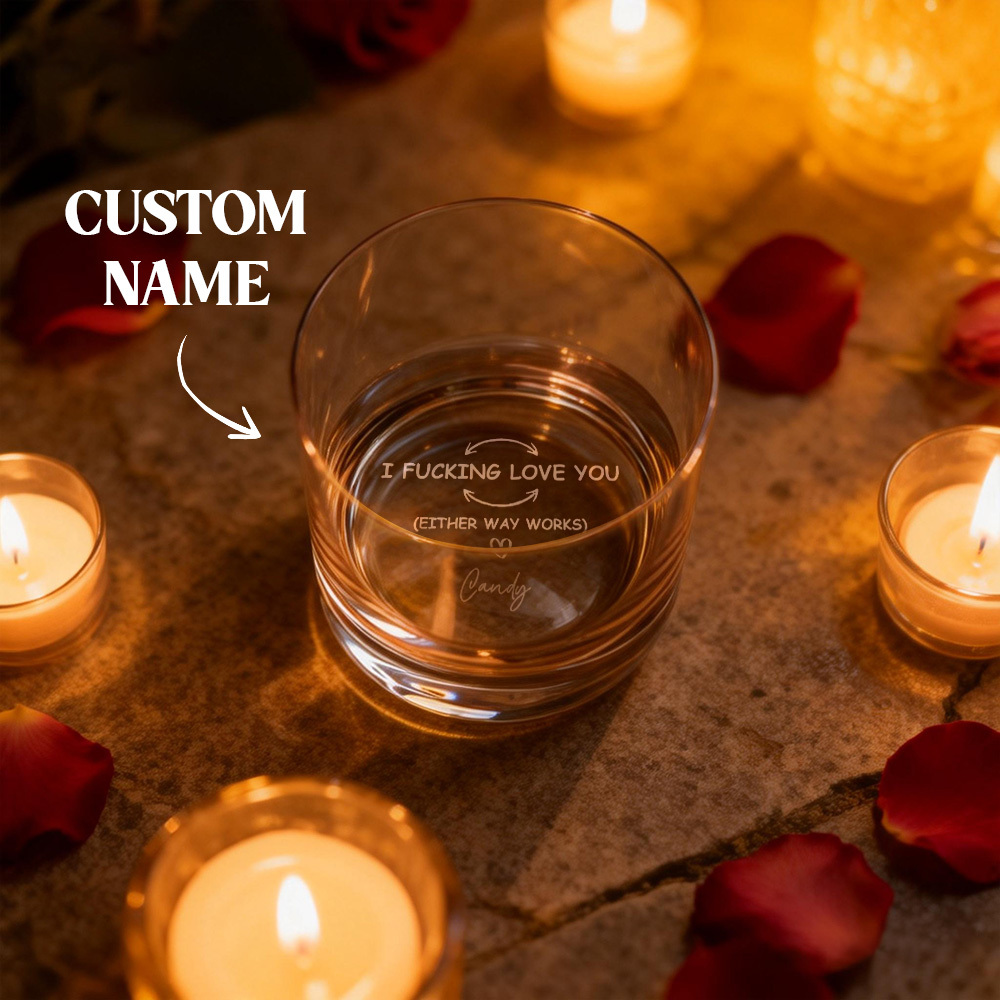 Custom Fucking Love You Whiskey Glass Valentines Gifts For Husband Valentine's Day Gifts For Him - MyMoonLampAu