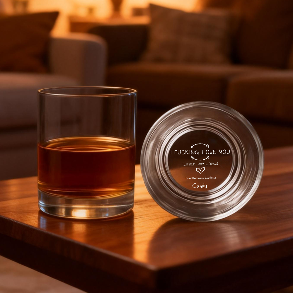 Custom Fucking Love You Whiskey Glass Valentines Gifts For Husband Valentine's Day Gifts For Him - MyMoonLampAu