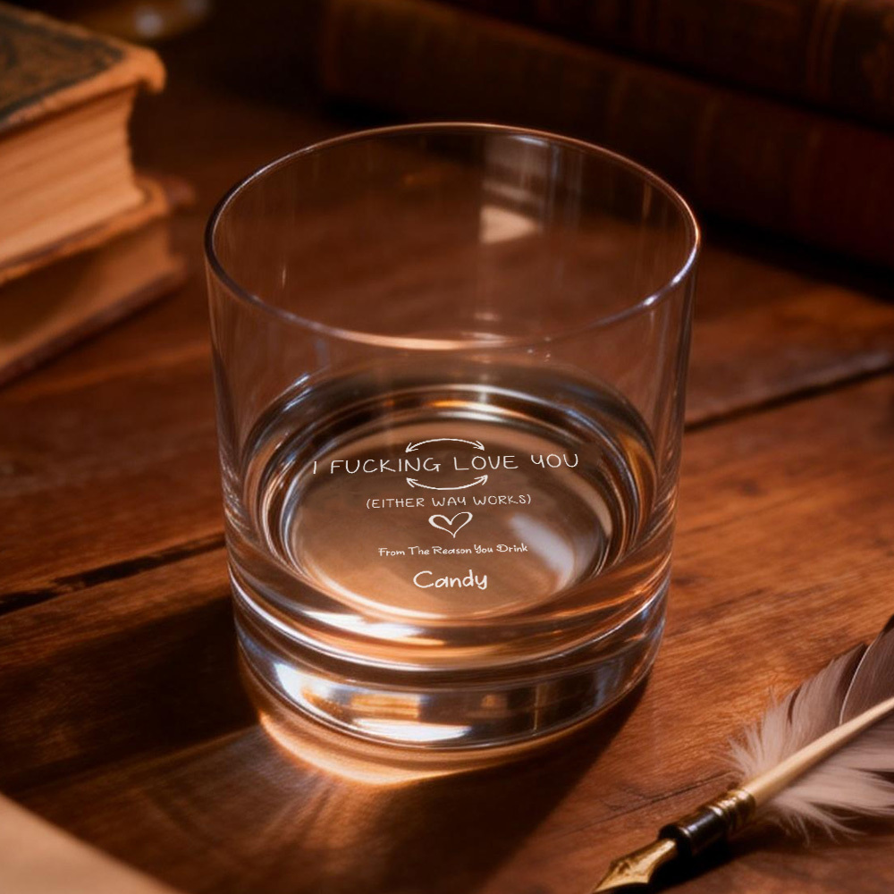 Custom Fucking Love You Whiskey Glass Valentines Gifts For Husband Valentine's Day Gifts For Him - MyMoonLampAu