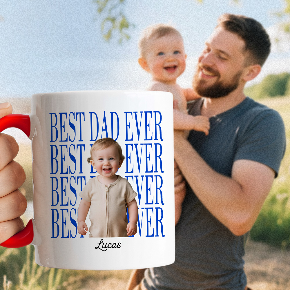 Custom Baby Photo Dad Mug,Personalized Best Dad Ever Cup,Father's Day Keepsake,Gift for Dad,Best Dad Ever Mug,Father's Day,New Dad Gift - MyMoonLampAu