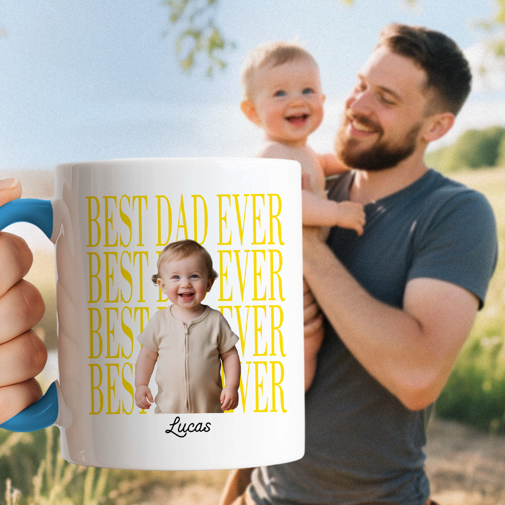 Custom Baby Photo Dad Mug,Personalized Best Dad Ever Cup,Father's Day Keepsake,Gift for Dad,Best Dad Ever Mug,Father's Day,New Dad Gift - MyMoonLampAu