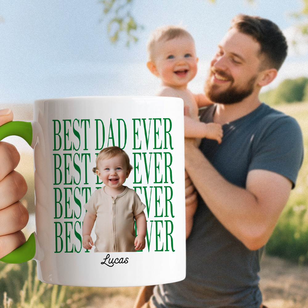Custom Baby Photo Dad Mug,Personalized Best Dad Ever Cup,Father's Day Keepsake,Gift for Dad,Best Dad Ever Mug,Father's Day,New Dad Gift - MyMoonLampAu