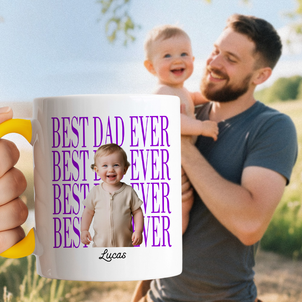 Custom Baby Photo Dad Mug,Personalized Best Dad Ever Cup,Father's Day Keepsake,Gift for Dad,Best Dad Ever Mug,Father's Day,New Dad Gift - MyMoonLampAu