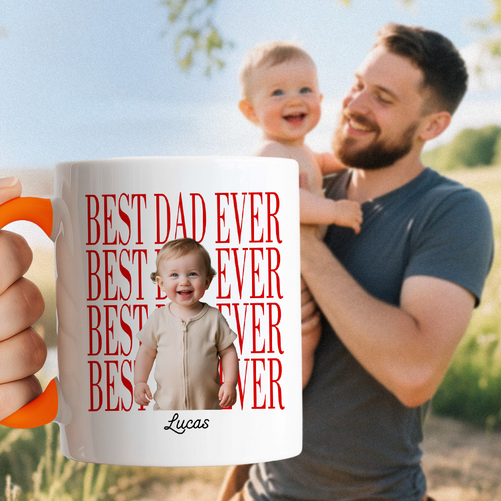 Custom Baby Photo Dad Mug,Personalized Best Dad Ever Cup,Father's Day Keepsake,Gift for Dad,Best Dad Ever Mug,Father's Day,New Dad Gift - MyMoonLampAu