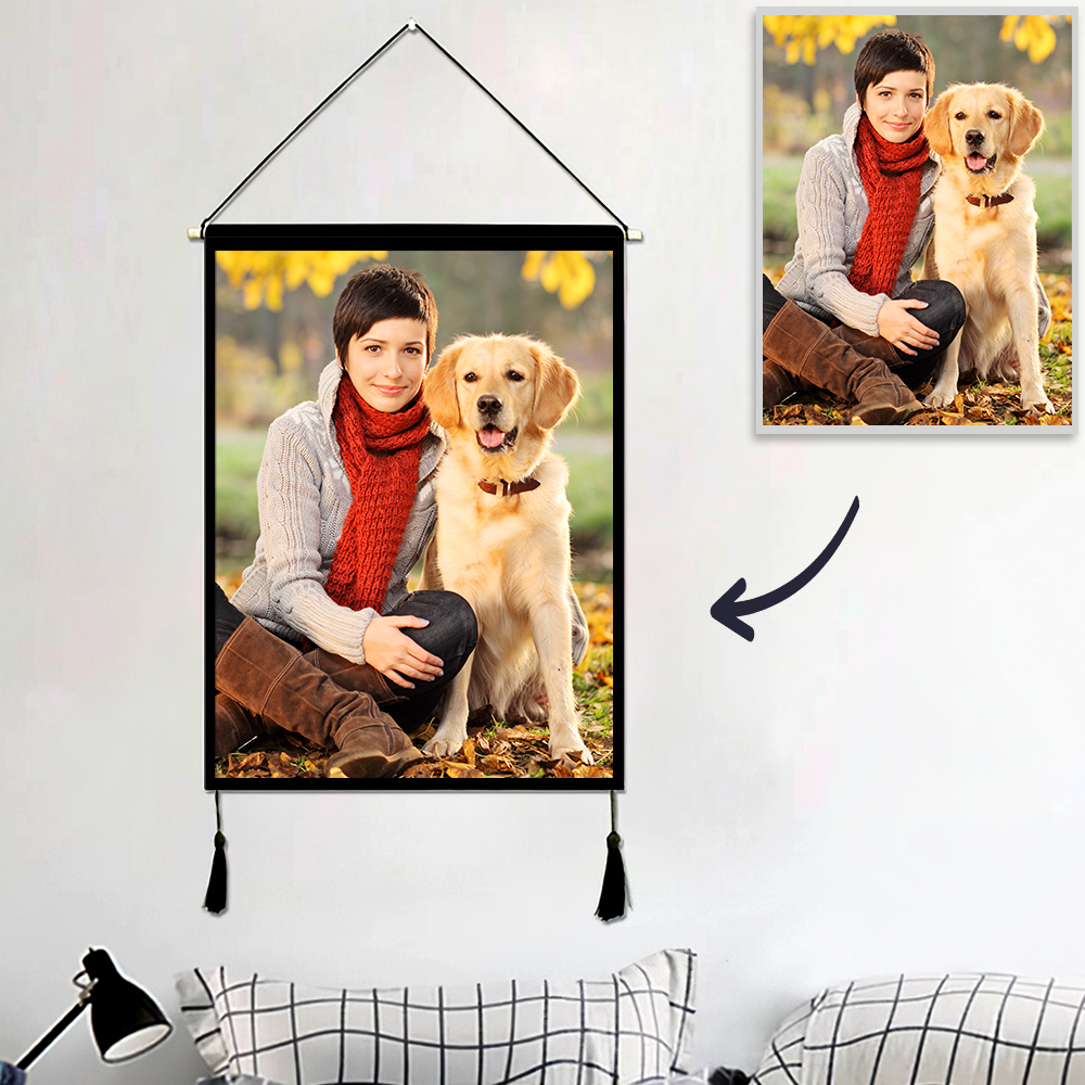 Custom Pet Photo Tapestry - Wall Decor Hanging Fabric Painting Hanger Frame Poster