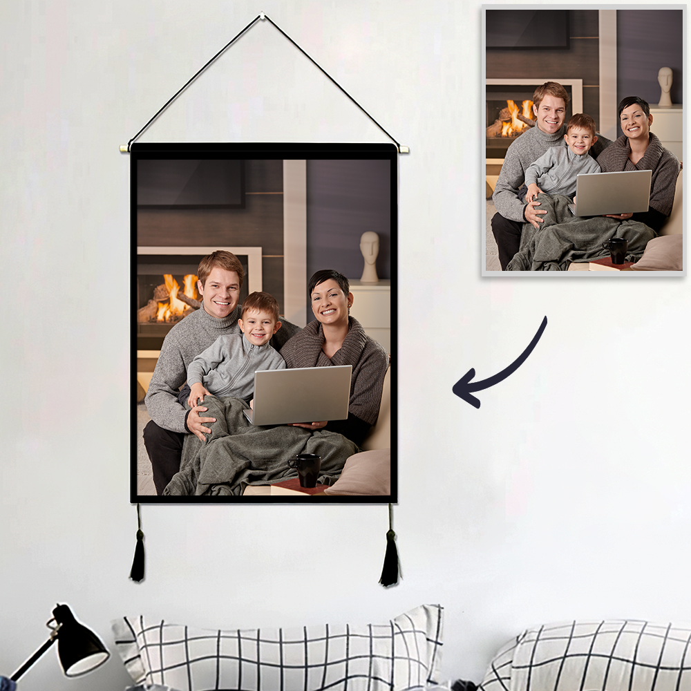 Father's Day Gifts Custom Photo Tapestry - Wall Decor Hanging Fabric Painting Hanger Frame Poster
