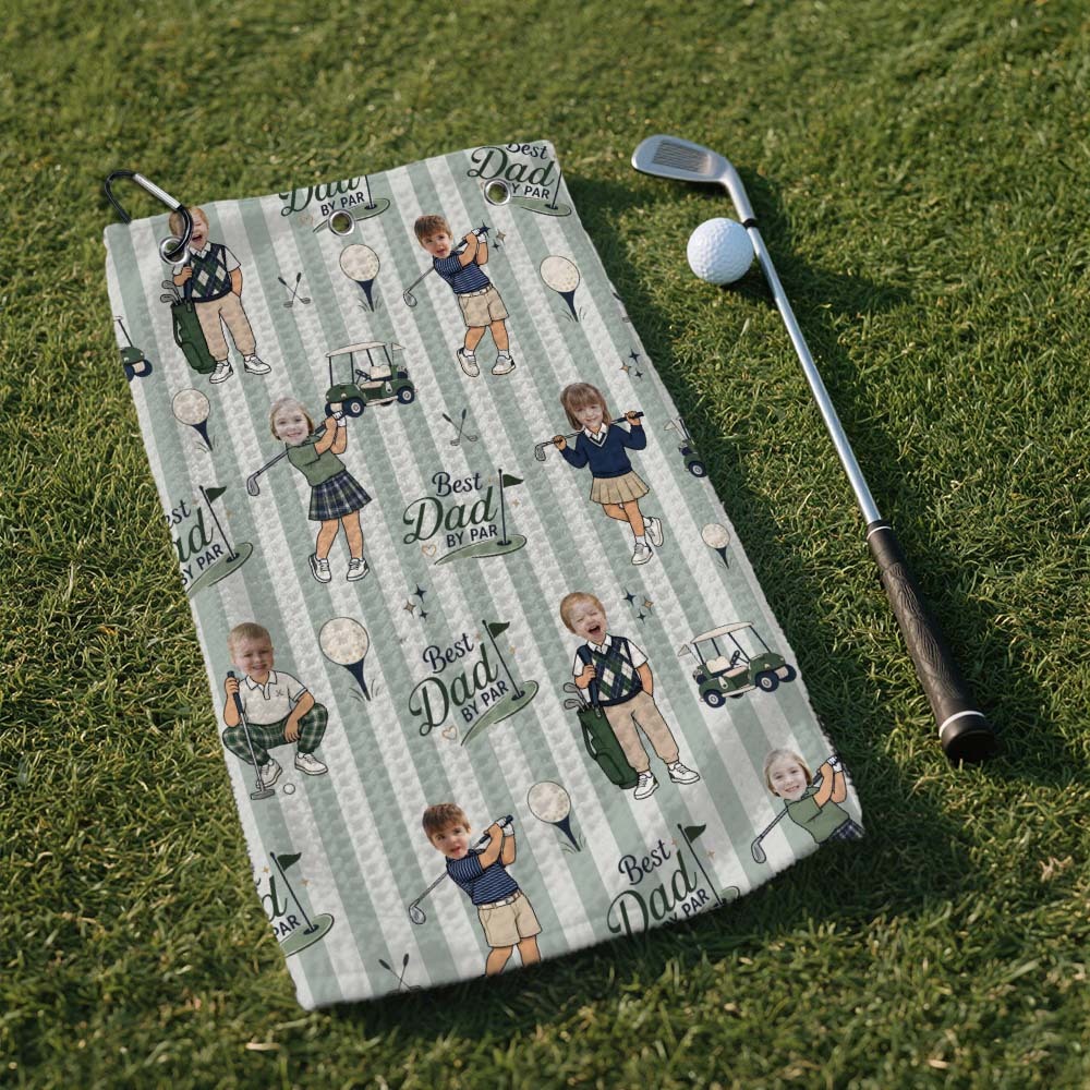 Personalized Golf Towel, Personalized Gift for Dad from Kids, Golf Souvenir for Father's Day - MyMoonLampAu