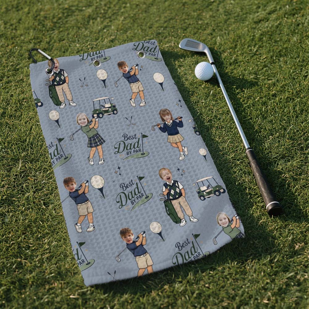 Personalized Golf Towel, Personalized Gift for Dad from Kids, Golf Souvenir for Father's Day - MyMoonLampAu