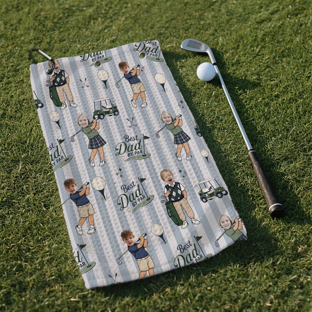 Personalized Golf Towel, Personalized Gift for Dad from Kids, Golf Souvenir for Father's Day - MyMoonLampAu