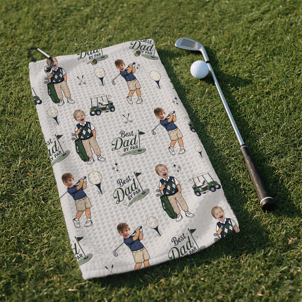 Personalized Golf Towel, Personalized Gift for Dad from Kids, Golf Souvenir for Father's Day - MyMoonLampAu