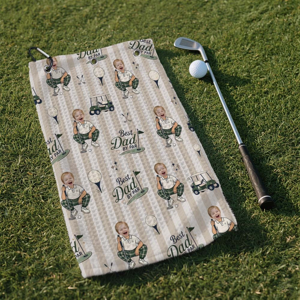 Personalized Golf Towel, Personalized Gift for Dad from Kids, Golf Souvenir for Father's Day - MyMoonLampAu