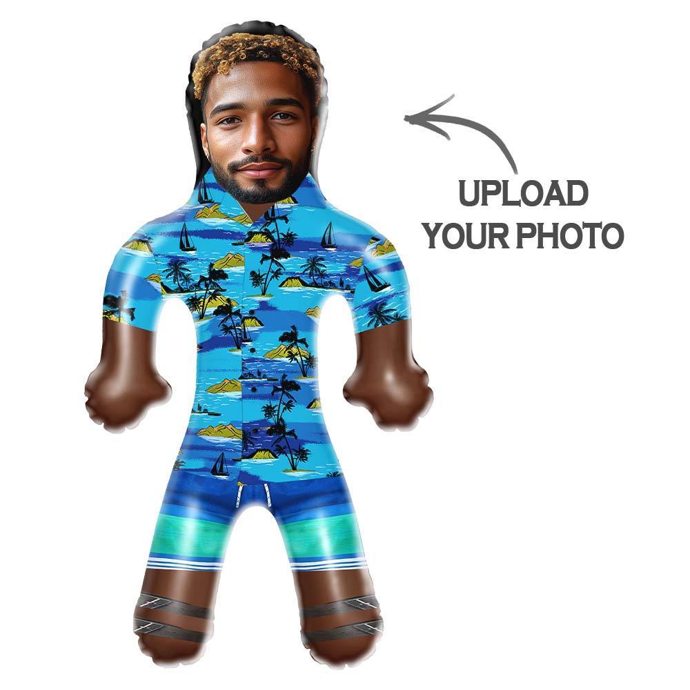 Personalized Blow Up Dolls Hawaiian Shirt Flowers and Leaves Funny Inflatable Man Printed Face for Party Favors - MyMoonLampAu