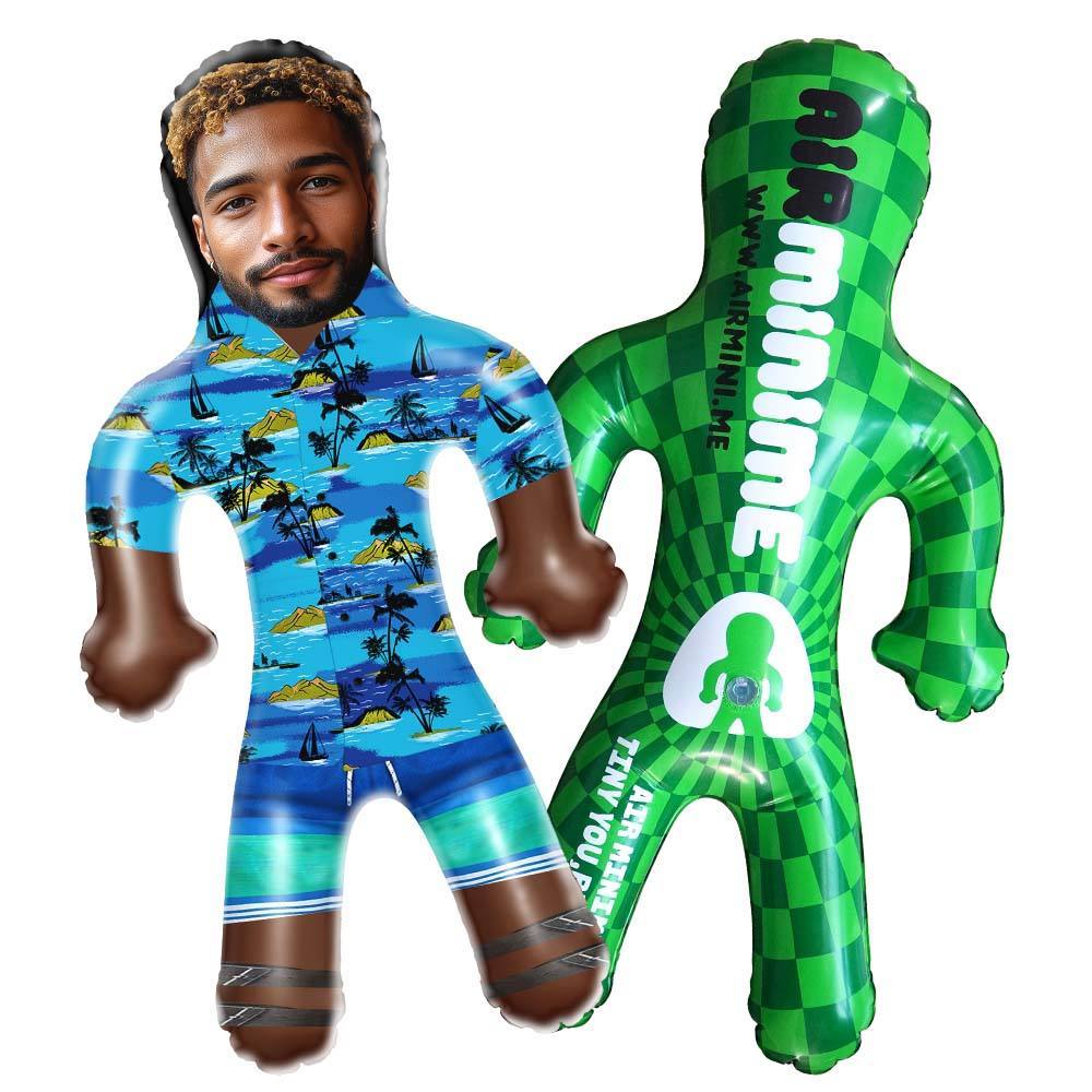 Personalized Blow Up Dolls Hawaiian Shirt Flowers and Leaves Funny Inflatable Man Printed Face for Party Favors - MyMoonLampAu