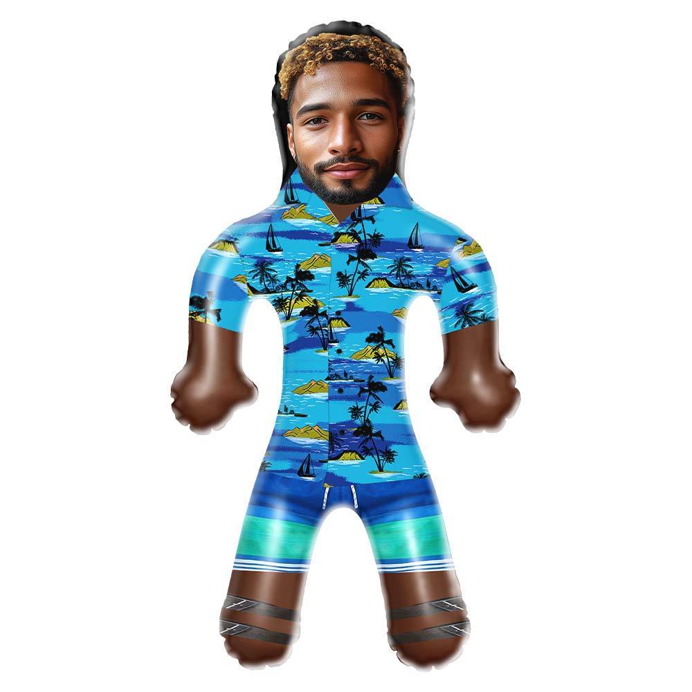 Personalized Blow Up Dolls Hawaiian Shirt Flowers and Leaves Funny Inflatable Man Printed Face for Party Favors - MyMoonLampAu
