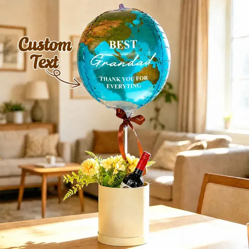 Best Dad In The Whole World Balloon Personalized Earth-Shaped Balloon Set Father's Day Gift for Dad or for Grandpa