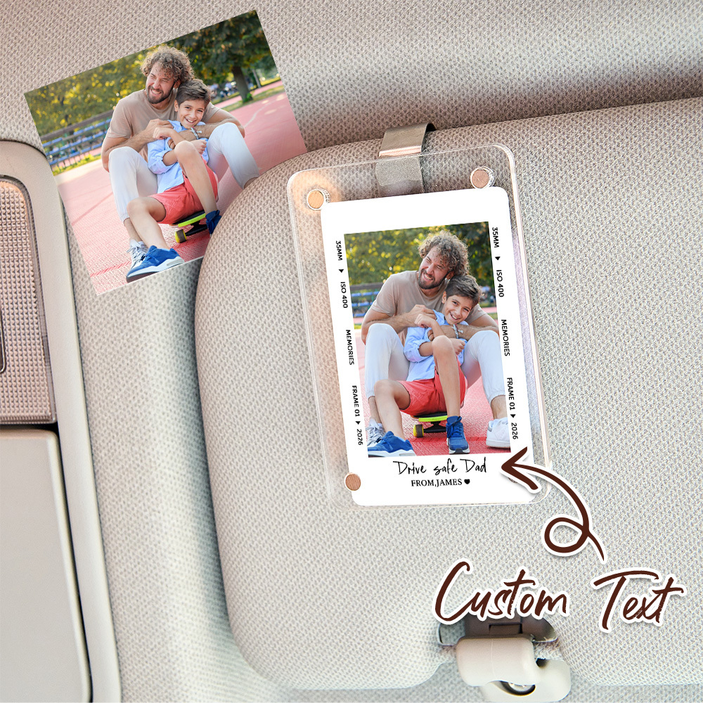 Father's Day Gift for Dad: Car Sun Visor Clip with Photo, Drive Safely, Dad, Car Sun Visor Clip with Photo, Gift for - MyMoonLampAu