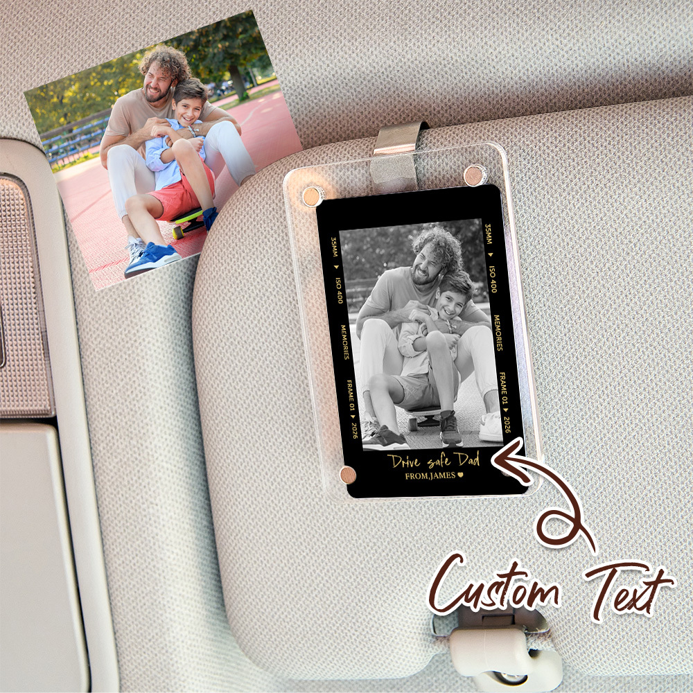 Father's Day Gift for Dad: Car Sun Visor Clip with Photo, Drive Safely, Dad, Car Sun Visor Clip with Photo, Gift for - MyMoonLampAu