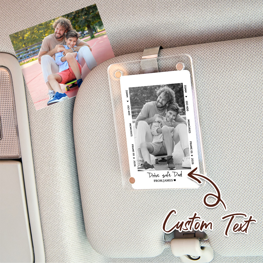 Father's Day Gift for Dad: Car Sun Visor Clip with Photo, Drive Safely, Dad, Car Sun Visor Clip with Photo, Gift for - MyMoonLampAu
